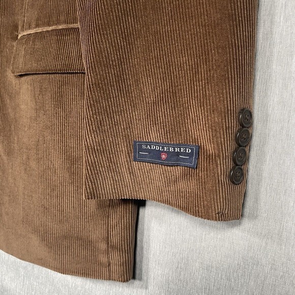 NWT Saddlebred Two Button Cotton Blazer Brown Corduroy Sport Coat Jacket 44R - Picture 2 of 9